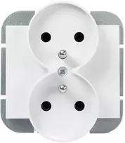 Plastrol Dvigubas kištukinis lizdas -onyx- p/t 2x2p+su 16A, 250V rėmelio sistemai, baltas