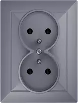 Plastrol Dvigubas įleidžiamas lizdas su įžeminimu, 2x2p+uz, 16A, 250V