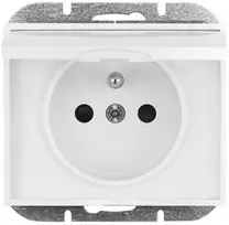 Plastrol Vienvietis kištukinis lizdas -onyx- p/t 2p+su 16a,250v atsparus vandens purslams su dangteliu, balta