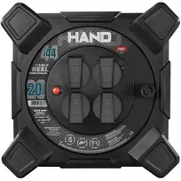 Būgninis kvadratinis ilgintuvas linija hand pro; 4x2p+su; ip44; 16a; h07rn-f; 3×1,5; 20m; schuko juoda