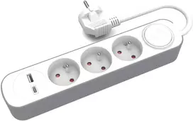 Plastrol 3-jų lizdų ilgintuvas su jungikliu ir USB-A bei USB-C lizdais