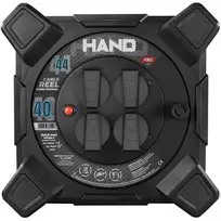 Plastrol Būgninis kvadratinis ilgintuvas linija HAND PRO; 4x2p+Z; IP44; 16A; H07RN-F; 32,5; 40m; SCHUKO; JUODA