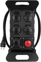 Plastrol Nešiojamas statybinis skirstomasis su avariniu išjungikliu ir apsauga;H07RN-F;32,5;230V, 4x2p+su; 1xUSB; laido ilgis 2m