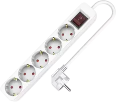 Hand Home Prailgintuvas su penkiomis rozetėmis su jungikliu; schuko 5x2p+schuko, 3×1,5; 16A; 5m; balta