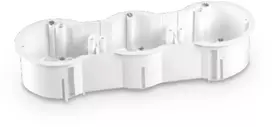 Plastrol Galinė dėžutė 63×45 triguba įmontuojama, 71 mm atstumu tarp varžtų, su susilpnintomis sienelėmis, šešių įvadų, su montavimo varžtais