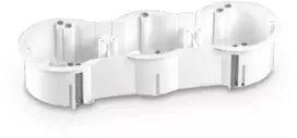 Plastrol Galinė dėžutė 63×45 triguba gipso kartono plokštėms, skirta 71mm atstumui, su susilpnintomis sienelėmis, šešių įvadų, su montavimo varžtais