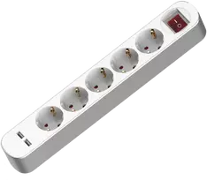 Plastrol Ilgintuvas su penkiaviete rozete su jungikliu; schuko ir usb; 5x2p+su; 16a; 3m; balta