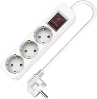 Plastrol Ilgintuvas su trigubu lizdu su jungikliu 3x2p+Z; Schuko, 3×1,5; 16A; 5 m; balta