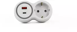 Plastrol Vienkartinis skirstytuvas, 1x kištukinis lizdas su Schuko įžeminimu, 1x USB-A lizdas, 1x USB-C lizdas