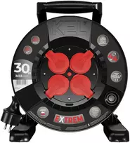 KEL Būgninis ilgintuvas extrem line, 4x2p+su, ip44, 16a, h07bq-f, 3×1,5, 30m, juoda