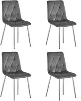 Kėdė LIBRA, veliūrinė, chromuotomis kojomis, tamsiai pilka, 87 × 44 × 54,5 cm, 4 vnt.