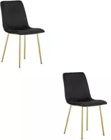 Vidaus kėdė veliūriniais apmušalais ir auksinėmis metalinėmis kojomis, juoda, 86 cm, 2 vnt.