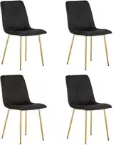 Kėdė veliūriniu apmušalu ir auksinės spalvos metalinėmis kojomis, juoda, 86 cm, 4 vnt.