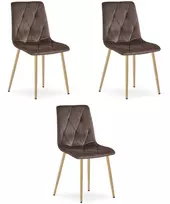 Kėdė su veliūriniu sėdimu paviršiumi ir ąžuolo imitacijos kojomis, tamsiai ruda, 87 × 44 × 54,5 cm, 3 vnt.