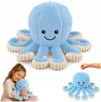 Lean Toys Pliušinis aštuonkojis su tampriais čiuptuvais, mėlynas, 50 × 30 × 30 cm