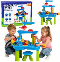 Lean Toys Vandens žaidimų stalas su kelių lygių vandens trasa ir kėdute, 61 × 63 cm