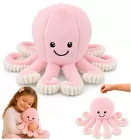 Lean Toys Pliušinis aštuonkojis su tampriais čiuptuvais, rožinis, 50 × 30 × 30 cm
