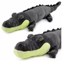 Lean Toys Pliušinis krokodilas, pilkas, 90 x 30 x 25 cm