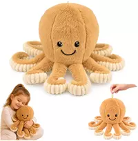 Lean Toys Pliušinis aštuonkojis su tampriais čiuptuvais, smėlio spalvos, 30 × 20 × 20 cm