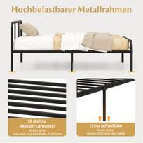 Costway viengulė lova su galvūgaliu ir kojelėmis Metalinio lovos rėmo metalinio platformos lova 90 x 200 cm čiužiniui