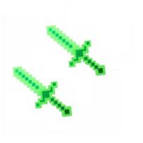Šviečiantys ir garsus skleidžiantys Minecraft stiliaus kardai 2 in 1 - žali