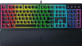 Razer Ornata V3, Mecha-membrane switches, 10 Razer Chroma RGB Lighting Zones, 1000 Hz Ultrapolling, Backlit keys, Soft-touch wrist rest" - German Layout