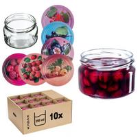 KADAX Denia konservavimo stiklainiai 250ml 10vnt 82mm + dangtelis "Mišrios uogos"