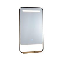 LED veidrodis voniai, 80x60x3.5 cm, auksinis, aliuminio rėmas su lentyna