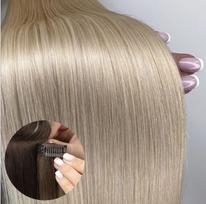 Prisegami natūralių plaukų tresai, 100g., spalva: #18_60B Pearl blond