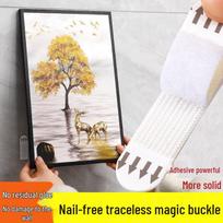 Magic Hook Double-Sided Adhesive for Picture Hanging - No Punch, No Trace, Strong Wall Support for Wedding Frames 16*29mm-12 pairs beige