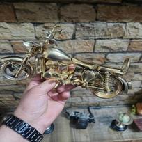 Gryno žalvario kulka motociklo skulptūra Premium sunkiasvoris namų dekoras Unikali dovana baikeriams Motociklo modelis Veikiantys ratai gray