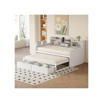 Sofa-lova - MUVOE - 90x200 cm - Balta - Ištraukiama lova 90x190 cm - Integruota saugykla balta