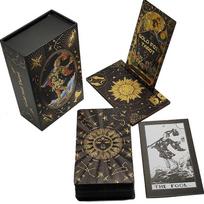 „Luxe Finish Divinative Auksinė folija“ Taro kortos Fantastiškas stalo žaidimų rinkinys, skirtas nuspėti su mediniu kortelių stovu black
