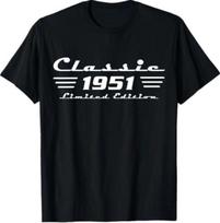 Klasikinės 75-ojo Gimtadienio Dekoracijos Vyrams 75 m. 1951 m. 75-ojo Gimtadienio Marškinėliai 4XL black