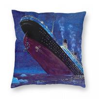 Titanic Sinking Square Pillowcase Polyester Linen Velvet Pattern Zip Decor Bed Cushion Cover Peach skin 18*18(CM)-1Pcs black
