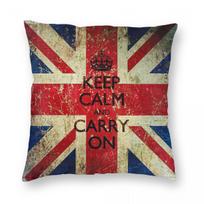Keep Calm And Carry On Union Jack Square Pillowcase Polyester Linen Velvet Printed Zip Throw Pillow Case Home Cushion Cover Peach skin 18*18(CM)-1Pcs beige