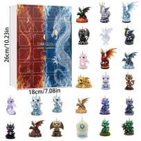 Water Fire Dragon Christmas Advent Calendar With Acrylic Flat Ornaments For Holiday Decor And Gift Giving gray