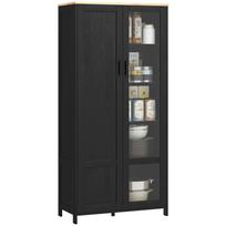 Kitchen Sideboard Kitchen Cabinet Display Cabinet with Adjustable Shelves and 9 Compartments 76 x 36 x 160 cm Black 76 x 36 x 160 cm