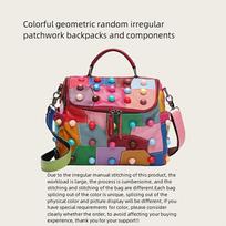 This Versatile and Spacious Messenger Bag Combines Casual Patchwork with Rivet Embellishments, Making It Perfect for Everyday Outings and Commutes. pink