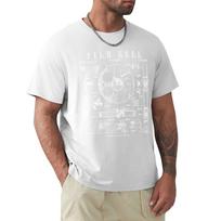 Cinematography Movie Film Reel Camera Vintage Patent Print TShirt Basic Solid Color Short Sleeve Cotton Top S