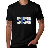 Sisu Finnish Flag Vintage Distressed T Shirt Finland Suomi TShirt tops Blouse vintage graphic tee Unisexs tshirt 2XL black