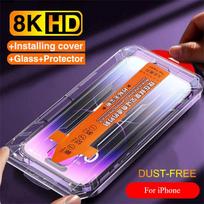iPhone 16 15 14 Plus 13 12 11 Pro X Xs Max XR grūdinto stiklo ekrano apsauga HD pilnas padengimas lengvai montuojama įrankių priedai iPhone 16 Plus