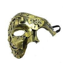 1 vnt. Metalinė Steampunk Phantom pusės veido karnavalinė kaukė (Medžiaga: ABS) beige