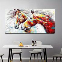 Arklio paveikslas Sienų menas Paveikslas Drobė Tapyba Plakato atspaudai Gyvūno tapyba Namų dekoras 50x100cm white