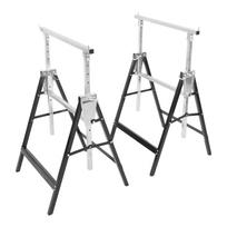 2Pcs Heavy Duty Folding Sawhorses, Adjustable Height 31-51  Work Supports, 220lb Capacity for Woodworking & Construction white