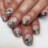 24pcs Christmas Medium Square Press On Nails French Tips With Christmas Tree Design Full Cover False Nail For Women 1 brown