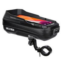 WILD MAN Bicycle Bag 0.6L Mountain Bike Hard Shell Handlebar Bag Touch Screen Waterproof Quick Release for MTB Bike Motorcycle gray