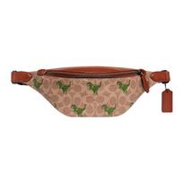 COACH fanny pack 32 Classic presbyopic zipper closure cartoon dinosaur print, coated canvas and exquisite calfskin, shoulder bag, chest bag, waist ruda