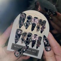 Handmade Nail Art Wearing Nail Finished Spice Girl Premium Nail Patch Finished Bow Dark Nail Patch E8