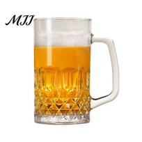 Tvirtas alaus puodelis barui, 500 ml didelės talpos stiklinė, su sustiprinta sienele ir patvaria rankena, skaidrus puodelis sulčių mėgavimuisi 500ML A white
